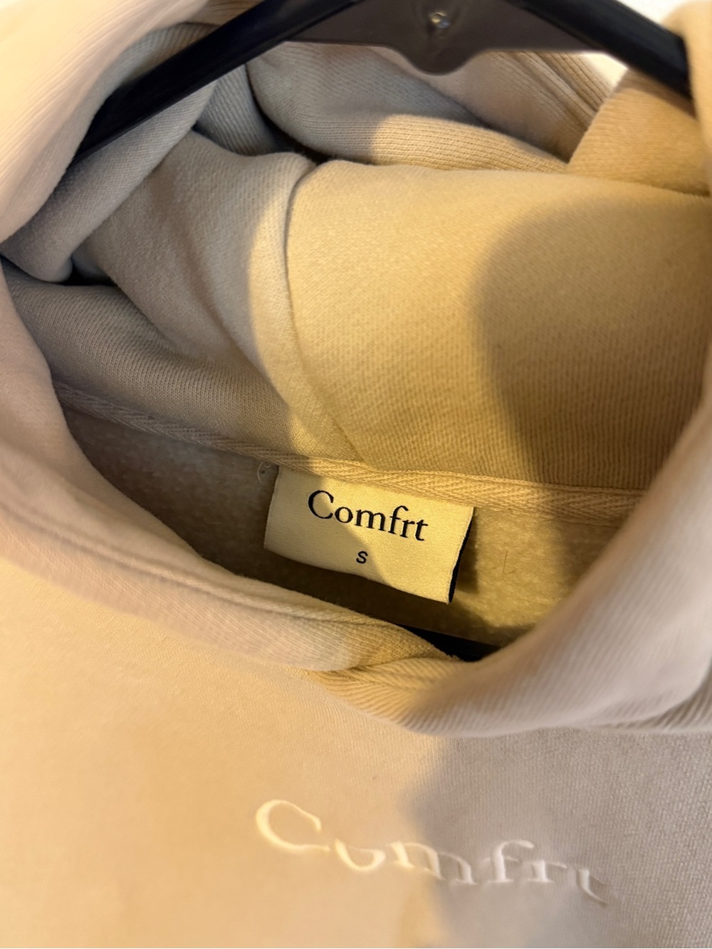 Womens Beige Comfrt Pullover Hoodie - Picture 3 of 6